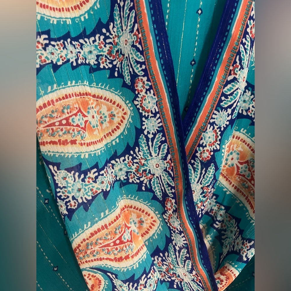 Chico's Turquoise Patterned Blouse - image 2